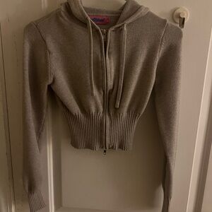 Gray Knitt Zip-Up Hoodie